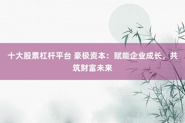 十大股票杠杆平台 豪极资本：赋能企业成长，共筑财富未来