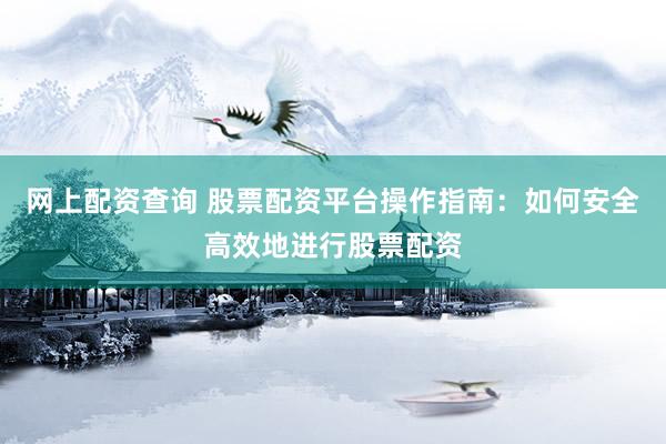 网上配资查询 股票配资平台操作指南：如何安全高效地进行股票配资