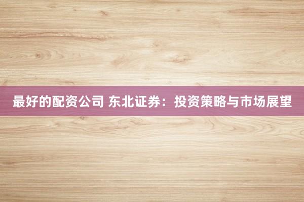 最好的配资公司 东北证券：投资策略与市场展望