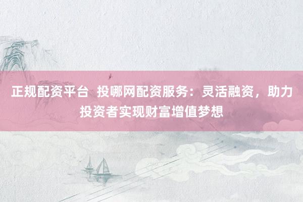 正规配资平台  投哪网配资服务：灵活融资，助力投资者实现财富增值梦想