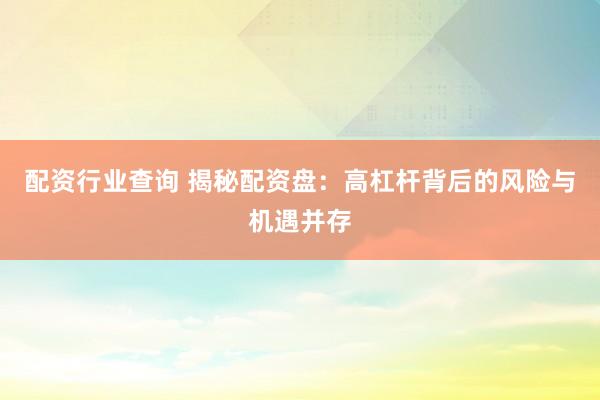配资行业查询 揭秘配资盘：高杠杆背后的风险与机遇并存