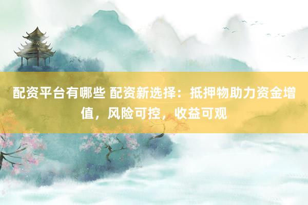 配资平台有哪些 配资新选择：抵押物助力资金增值，风险可控，收益可观
