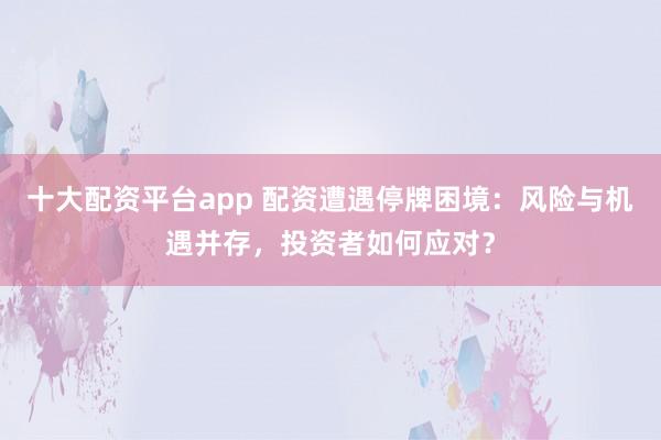 十大配资平台app 配资遭遇停牌困境：风险与机遇并存，投资者如何应对？