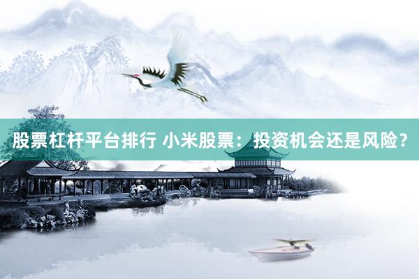 股票杠杆平台排行 小米股票：投资机会还是风险？