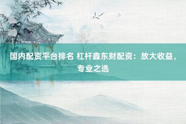 国内配资平台排名 杠杆鑫东财配资：放大收益，专业之选