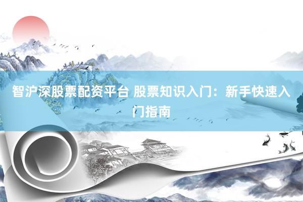 智沪深股票配资平台 股票知识入门:新手快速入门指南